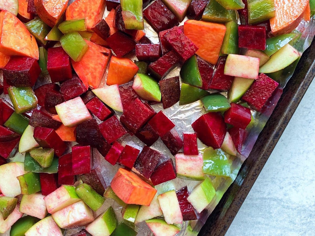 Baked Root Veggies + Apple